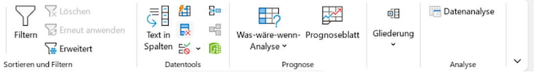 Excel-Registerkarte Datentools