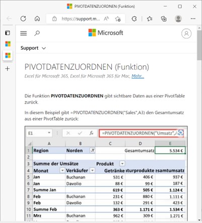 Excel-Pivot-Zuordnung