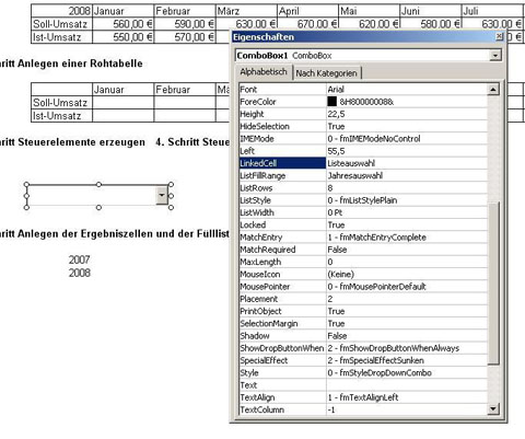 Steuerelementmenu Eigenschaften