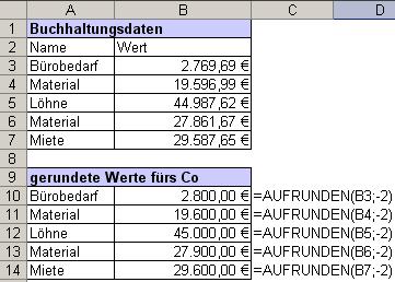 Beispiel Funktion: Aufrunden