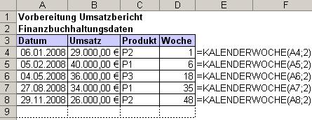 Beispiel Funktion: Kalenderwoche