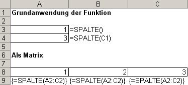 Beispiel Funktion: Spalte