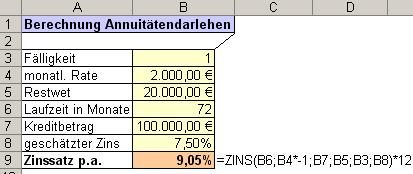 Beispiel Funktion: Zins