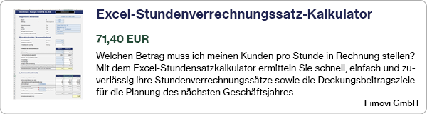 Excel Stundenverrechnungssatz